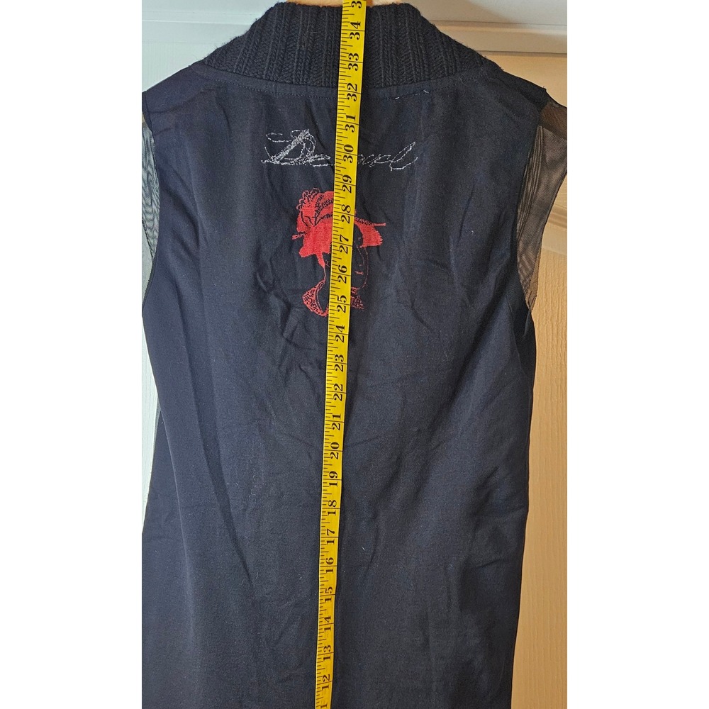 Desigual Patchwork Embroidered Knit Tunic Vest Black Boho Goth Y2K Whimsygoth - Picture 13 of 14